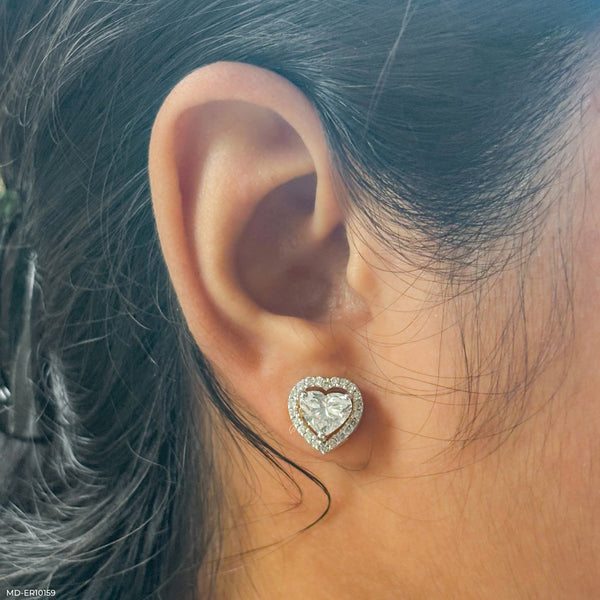 1 Carat Heart Halo Earrings 14K White Gold