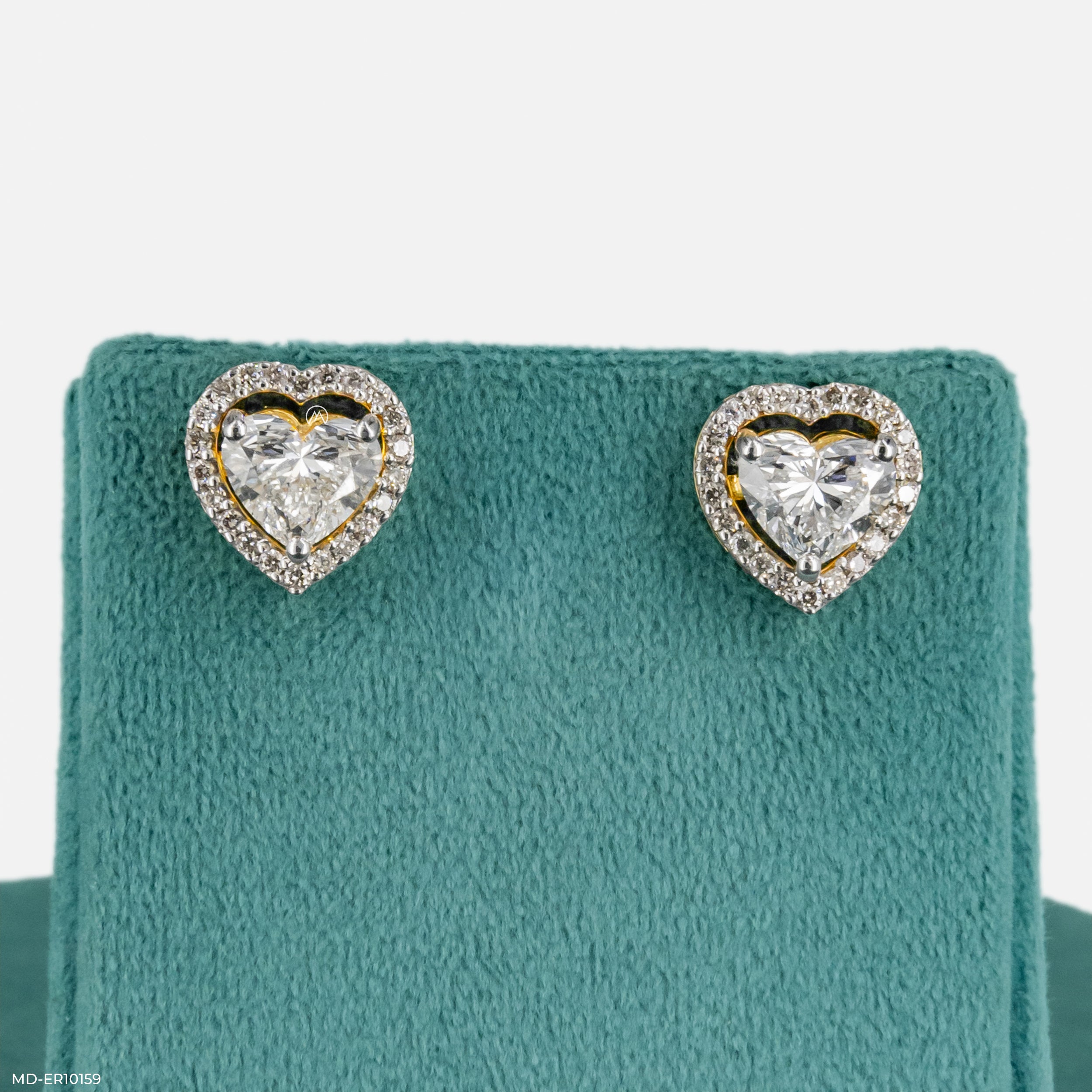 1.5 Carat Heart Halo Earrings 14K White Gold