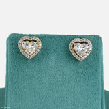 1 Carat Heart Halo Earrings 14K Yellow Gold