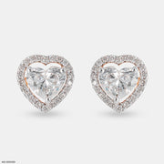 1.5 Carat Heart Halo Earrings 18K Rose Gold