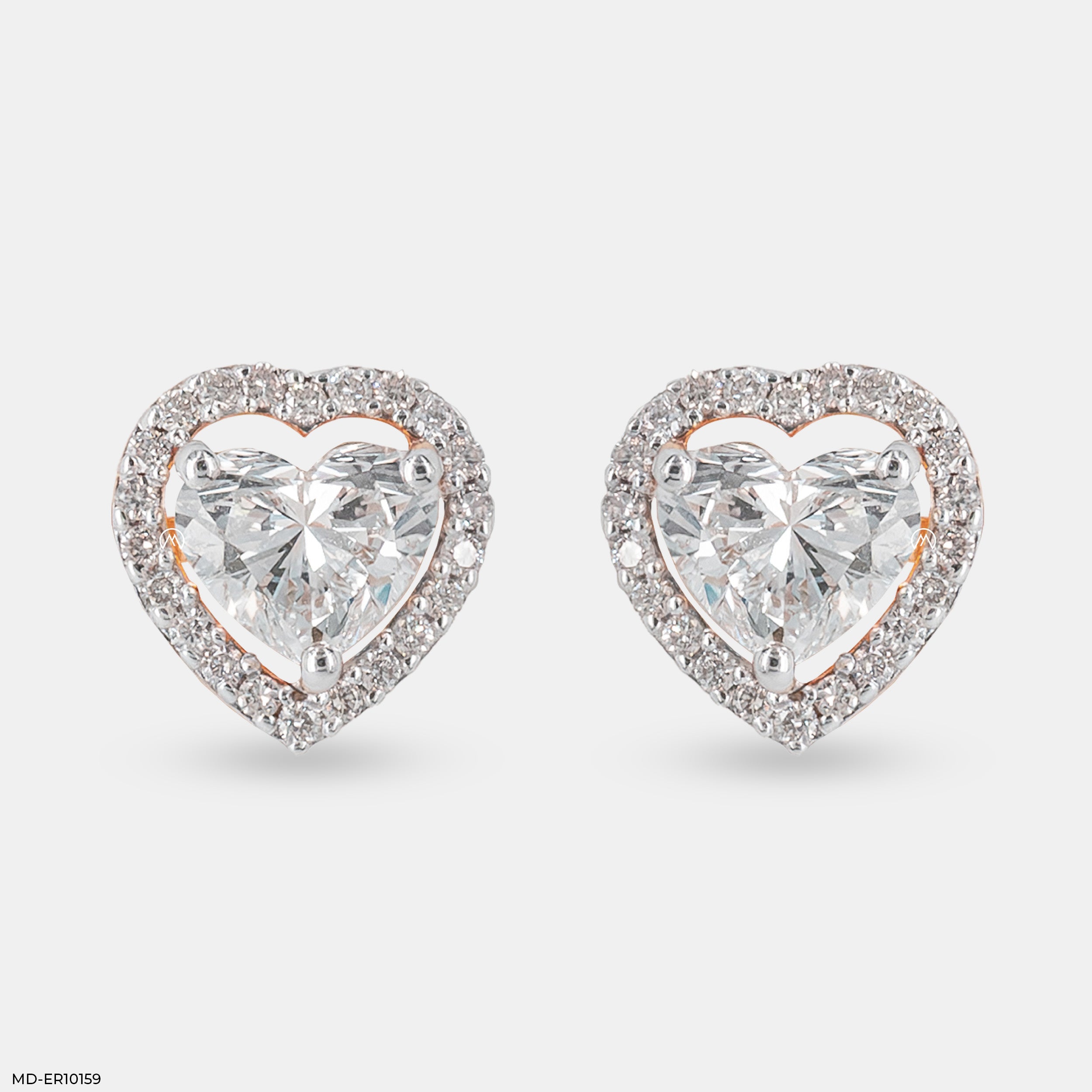 1.5 Carat Heart Halo Earrings 14K Rose Gold