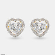 1.5 Carat Heart Halo Earrings 14K Yellow Gold