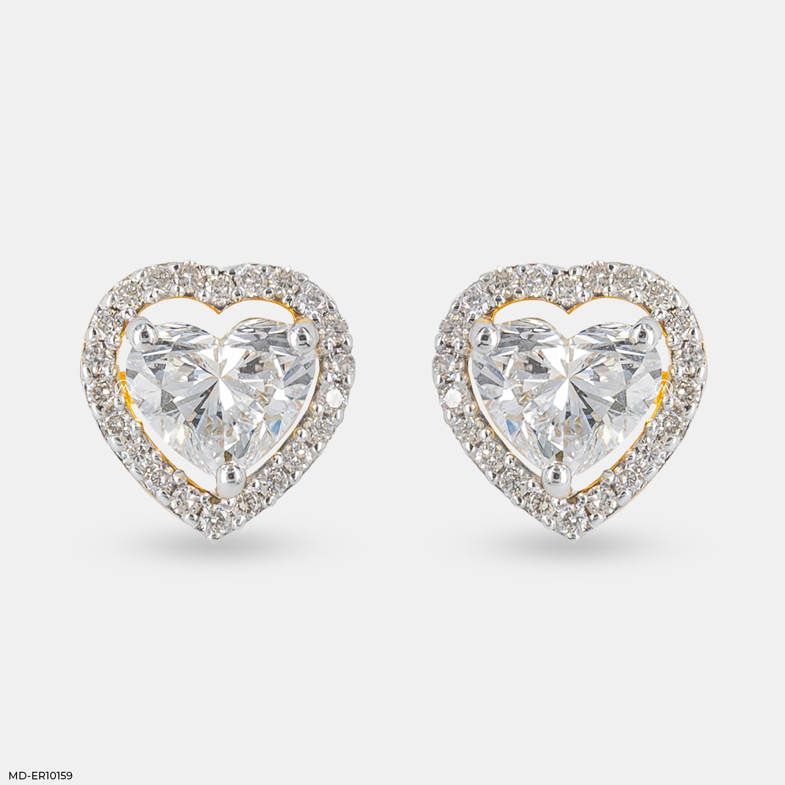 1.5 Carat Heart Halo Earrings 14K Yellow Gold