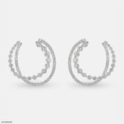Duo Diamond Hoops Earrings Platinum 950