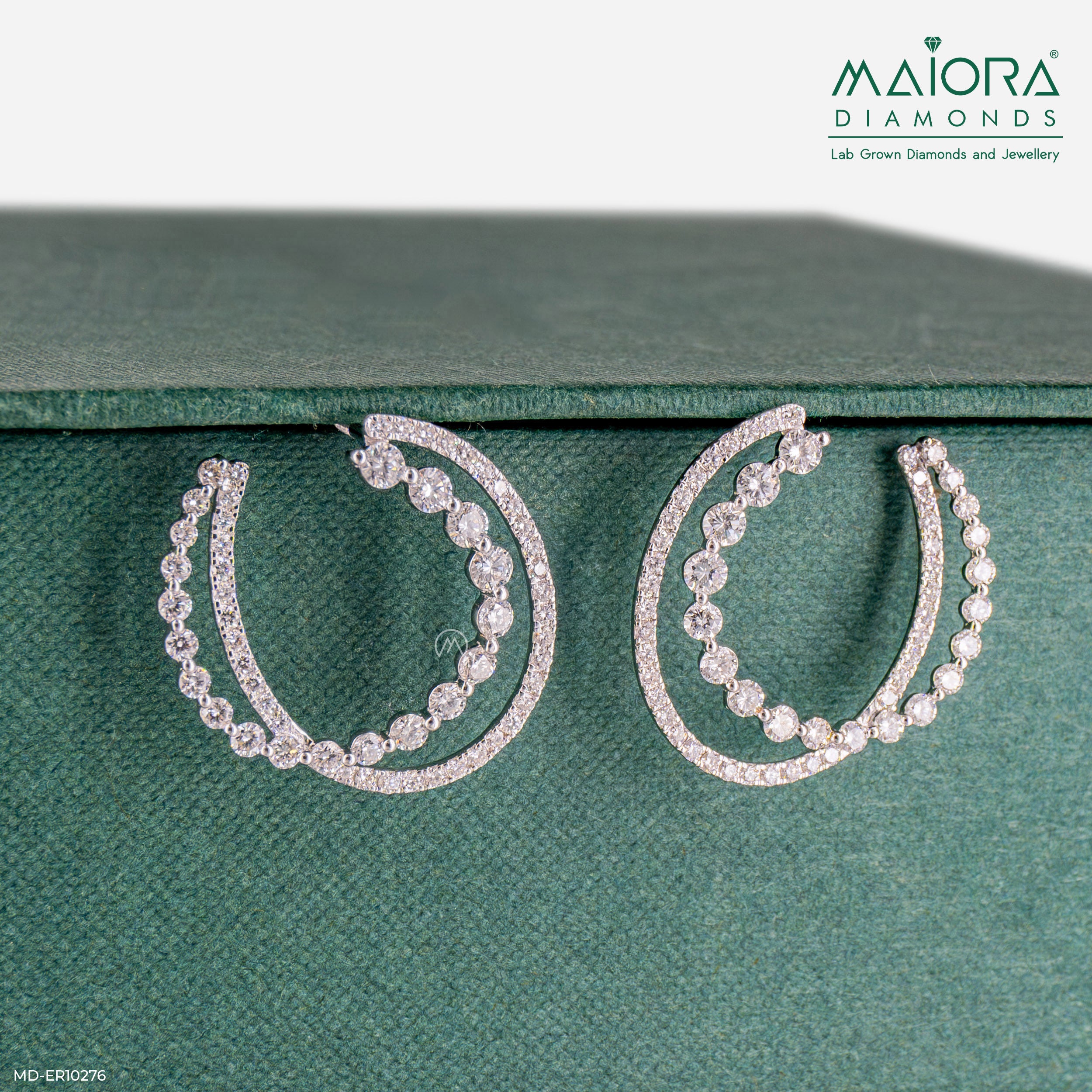 Duo Diamond Hoops Earrings Platinum 950