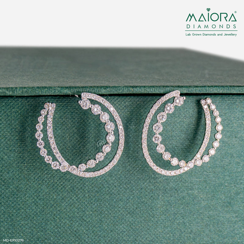 Duo Diamond Hoops Earrings 14K Yellow Gold