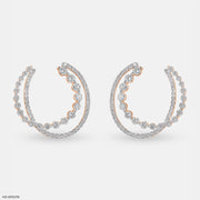 Duo Diamond Hoops Earrings 9K Rose Gold