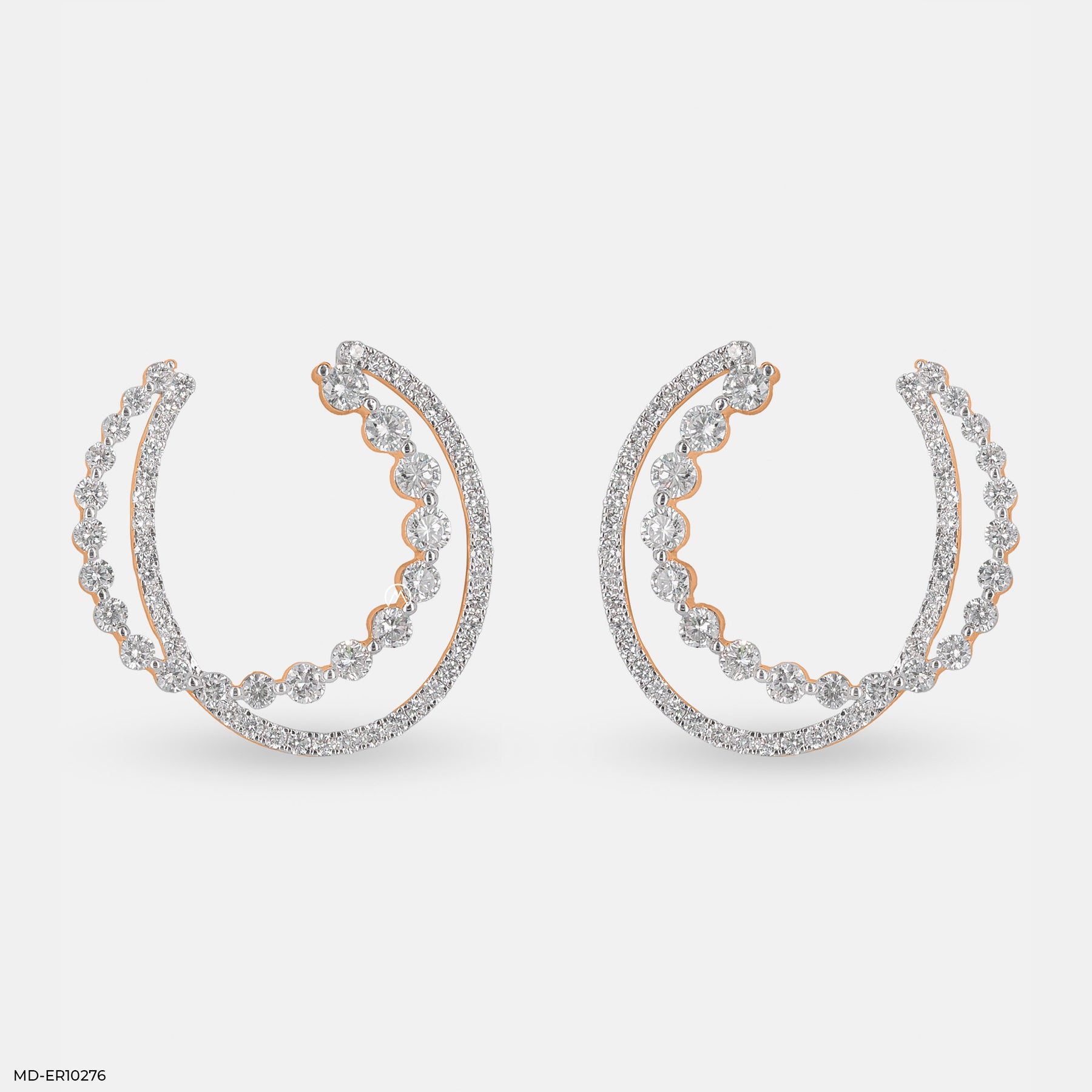 Duo Diamond Hoops Earrings 14K Yellow Gold