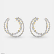 Duo Diamond Hoops Earrings 9K Yellow Gold