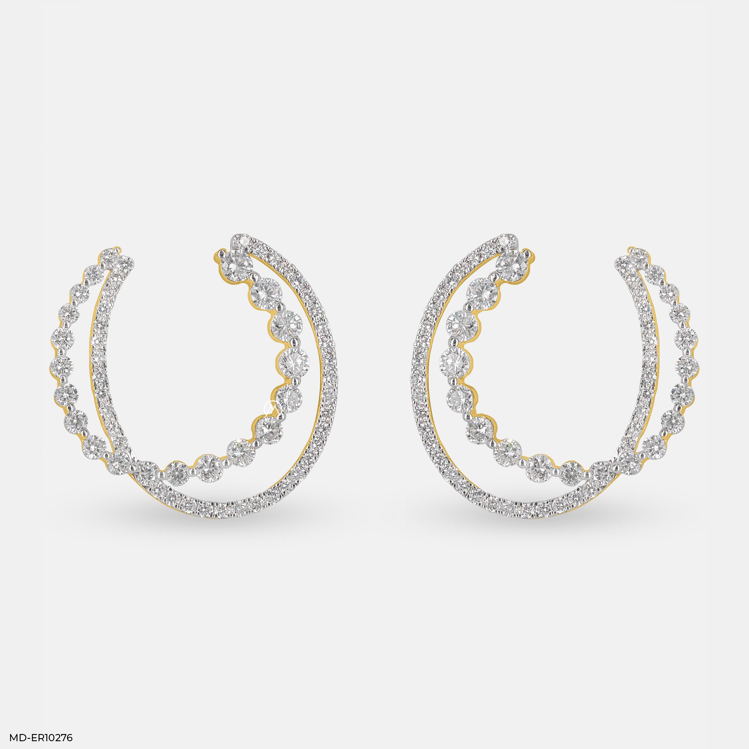 Duo Diamond Hoops Earrings 18K Yellow Gold