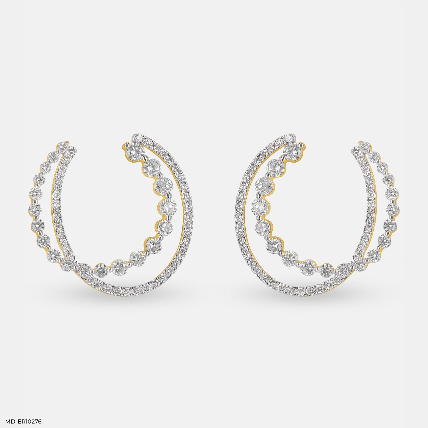 Duo Diamond Hoops Earrings 14K Yellow Gold