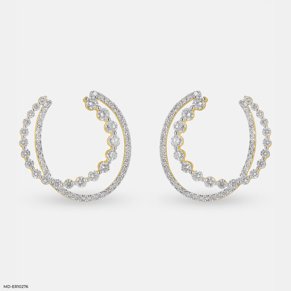 Duo Diamond Hoops Earrings 18K Yellow Gold