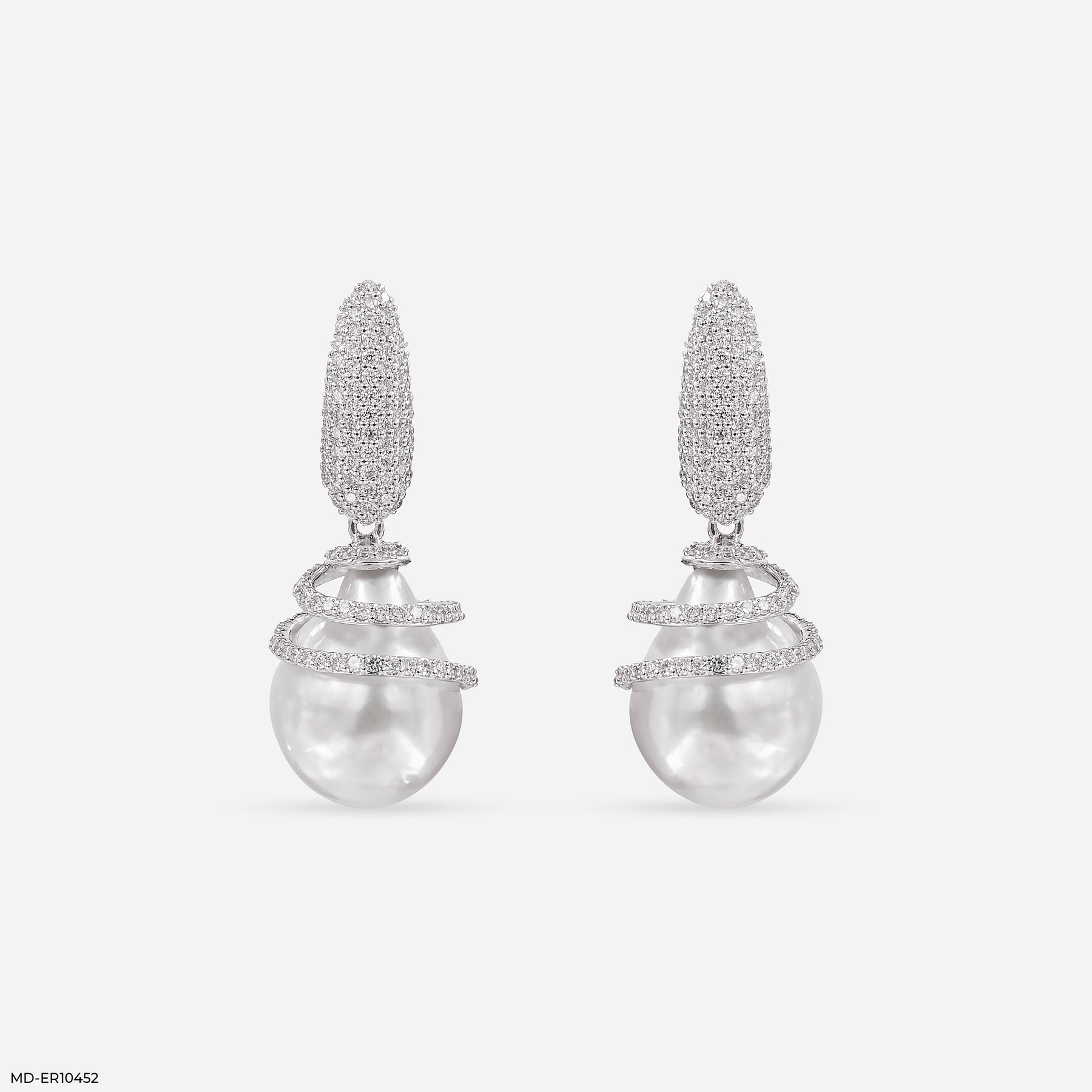 1.15 Carat Pearl Drop Hip Hop Diamond Earrings Platinum 950