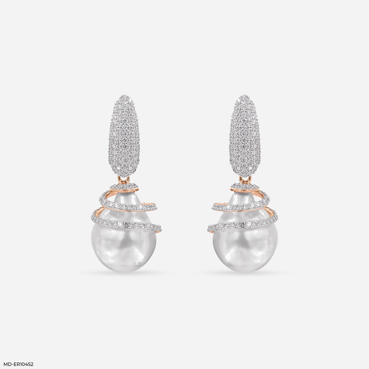 1.15 Carat Pearl Drop Hip Hop Diamond Earrings