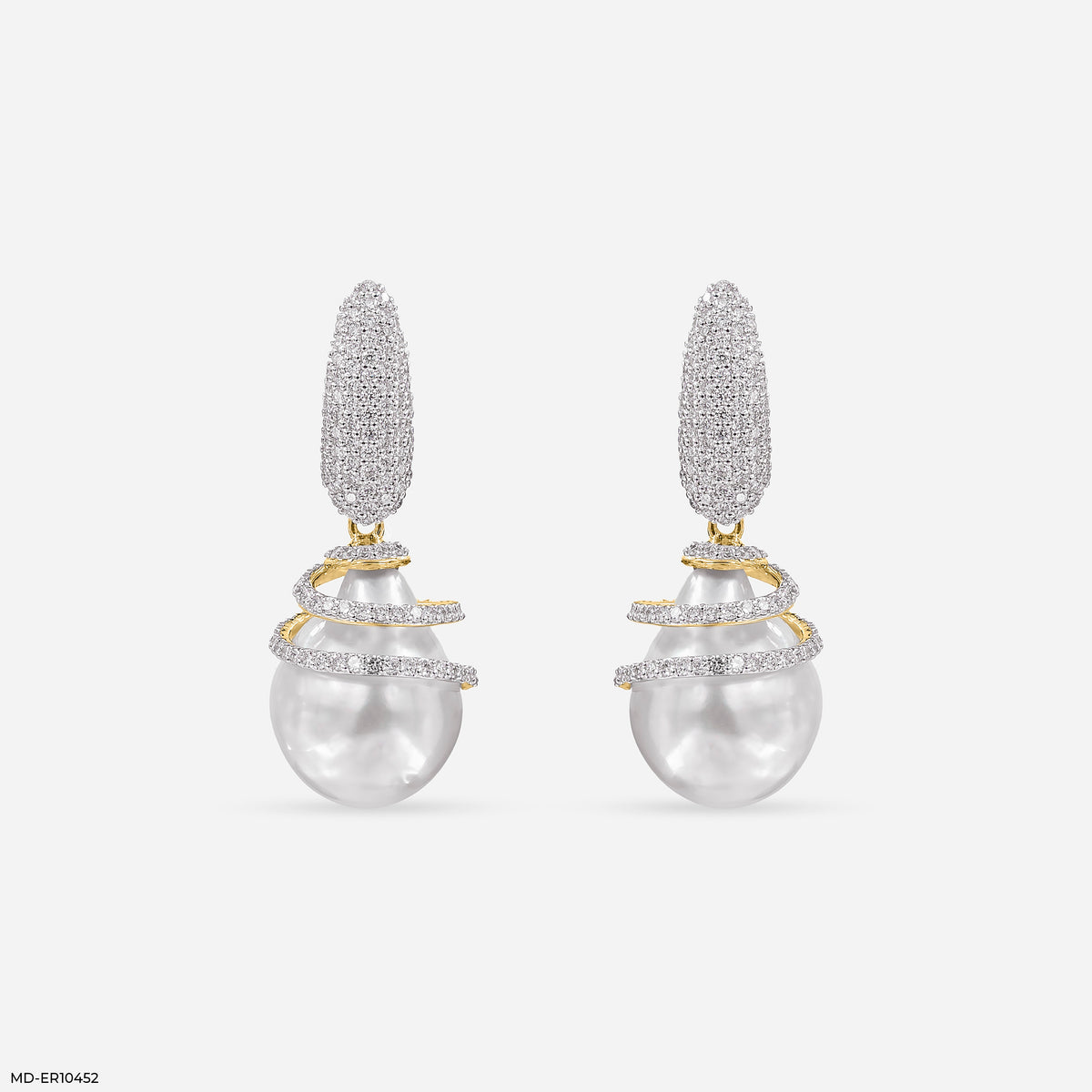 1.15 Carat Pearl Drop Hip Hop Diamond Earrings