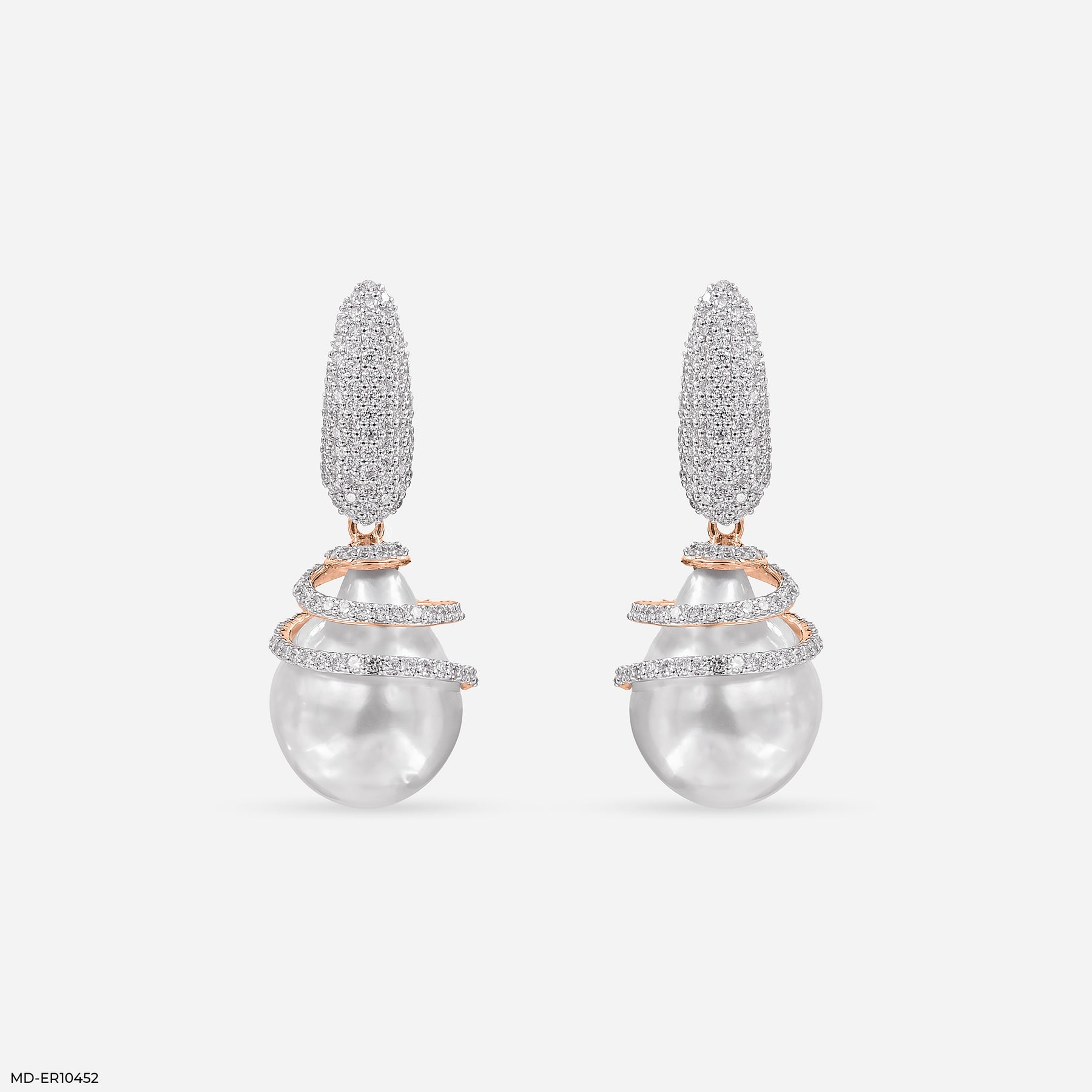 1.15 Carat Pearl Drop Hip Hop Diamond Earrings Platinum 950