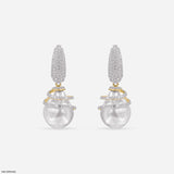 1.15 Carat Pearl Drop Hip Hop Diamond Earrings Platinum 950