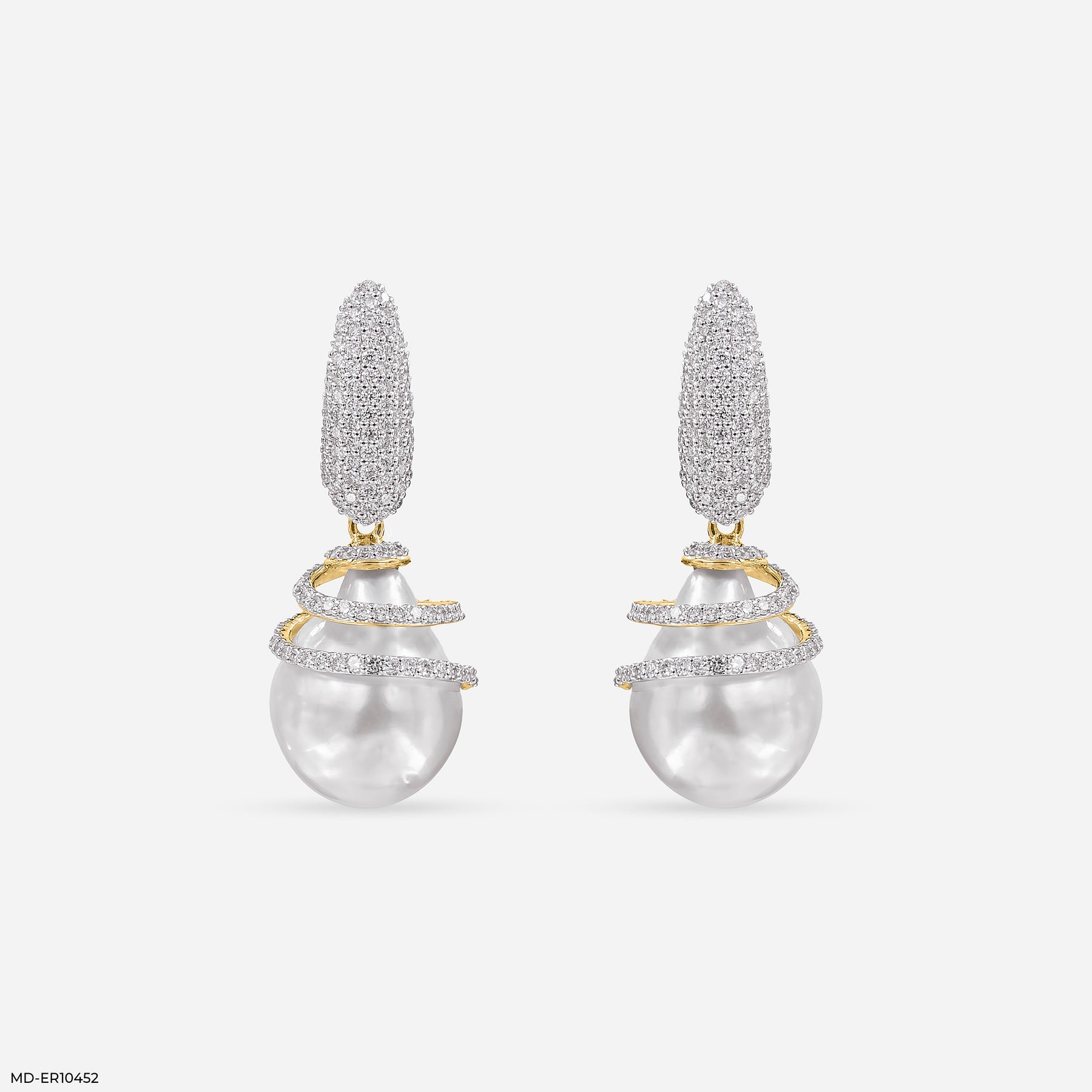 1.15 Carat Pearl Drop Hip Hop Diamond Earrings Platinum 950