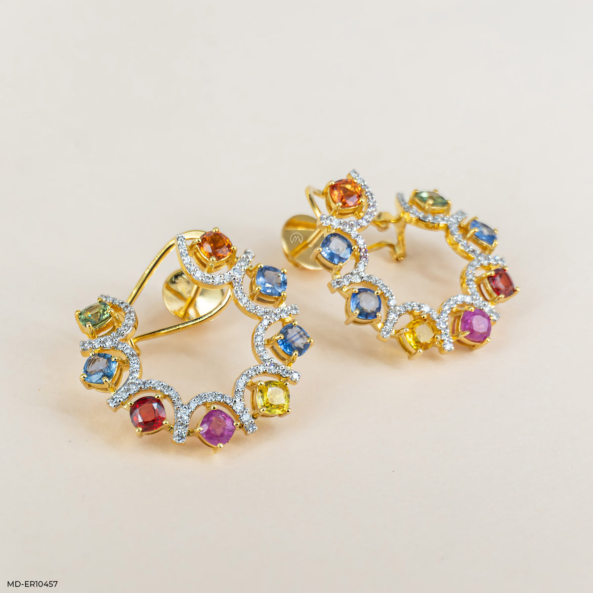 Rainbow Diamond Hoops Earrings