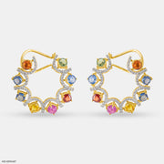 Rainbow Diamond Hoops Earrings