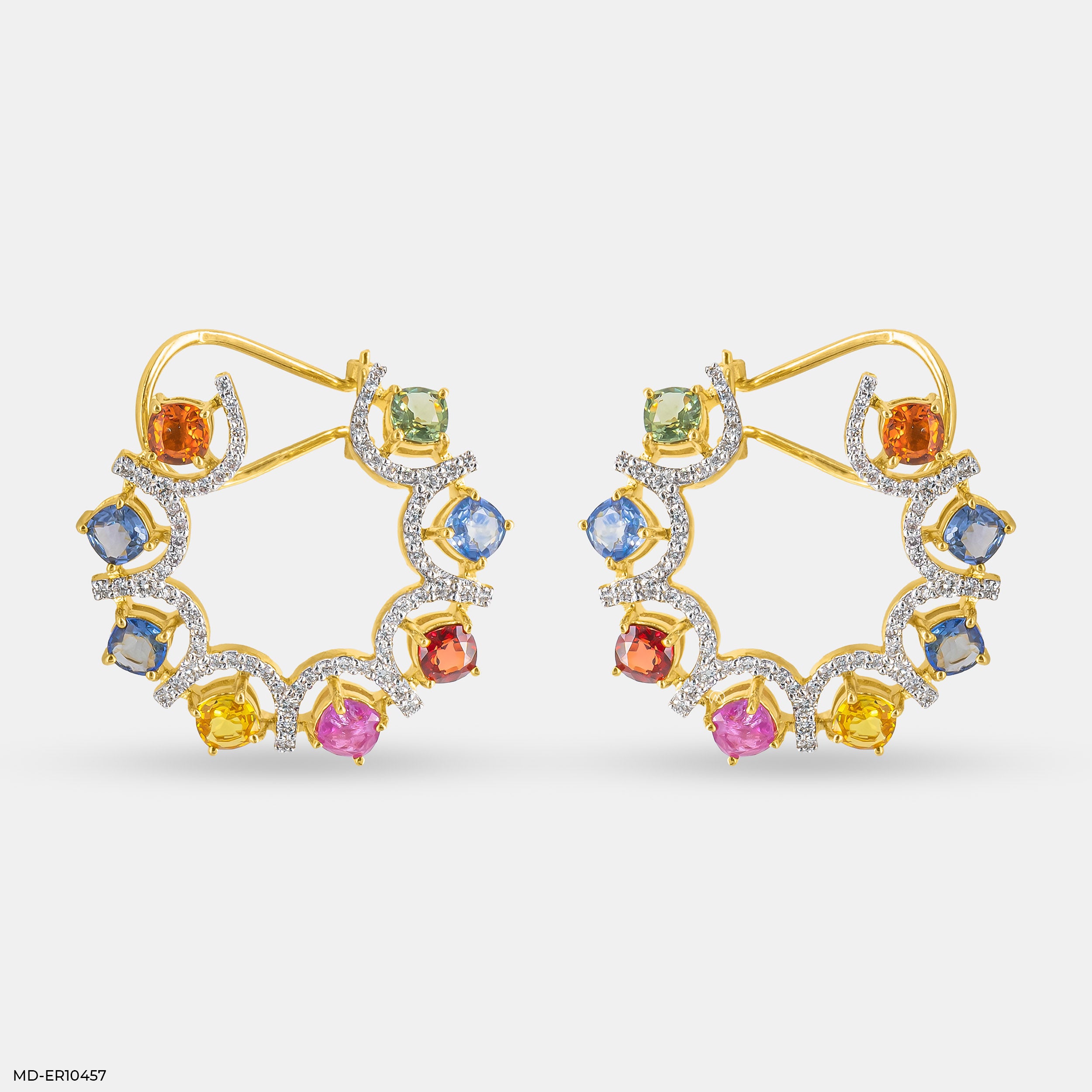 Rainbow Diamond Hoops Earrings