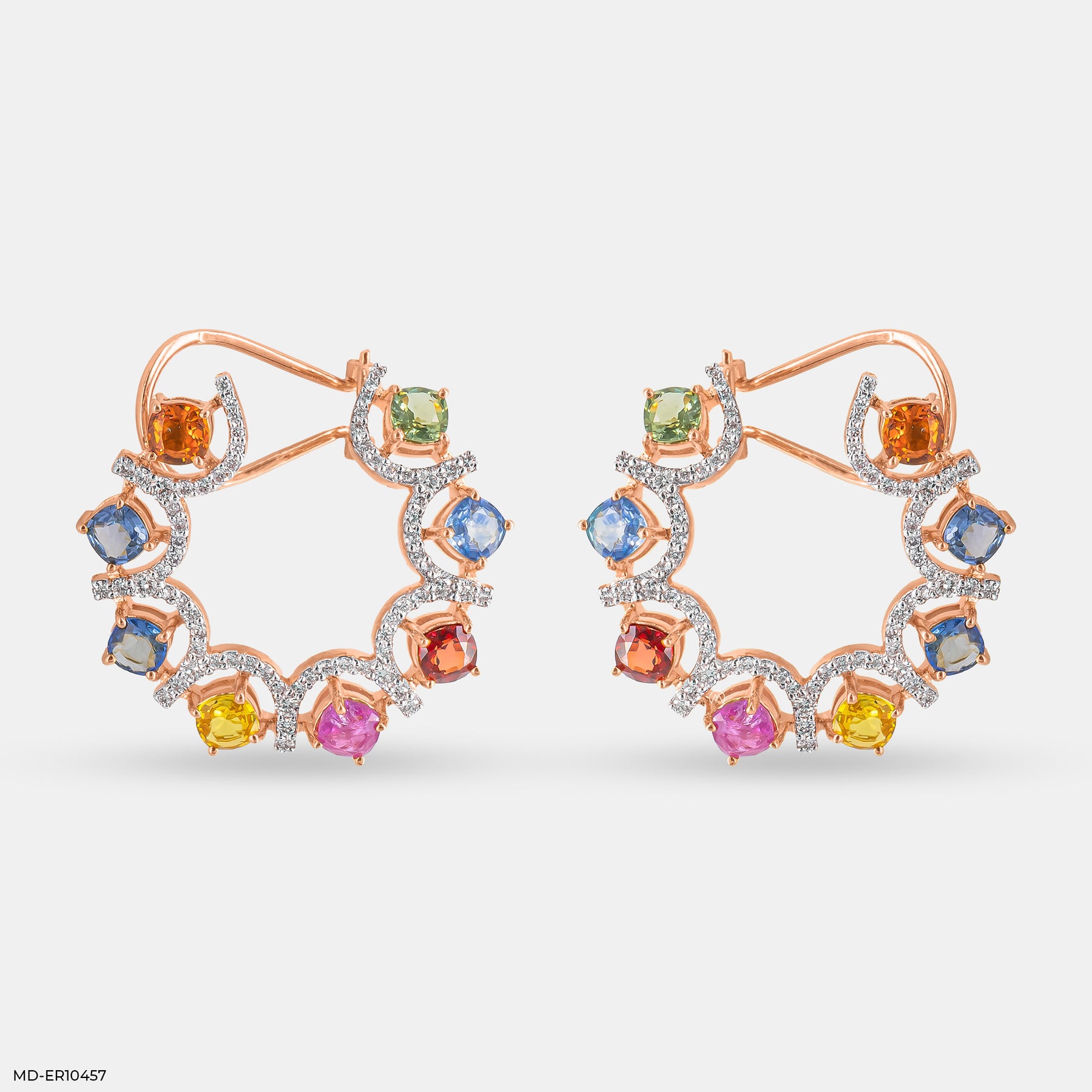 Rainbow Diamond Hoops Earrings 9K White Gold