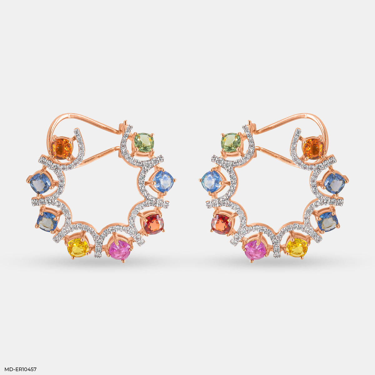 Rainbow Diamond Hoops Earrings