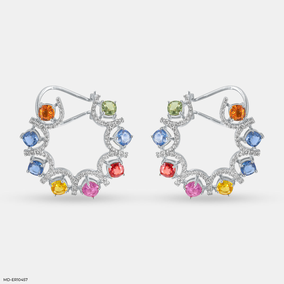 Rainbow Diamond Hoops Earrings