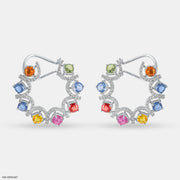 Rainbow Diamond Hoops Earrings Platinum 950