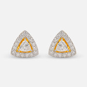 Triangle Halo Diamond Stud Earrings 14K Yellow Gold