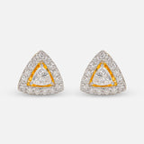 Triangle Halo Diamond Stud Earrings 14K Yellow Gold