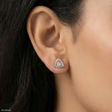 Triangle Halo Diamond Stud Earrings 14K Rose Gold