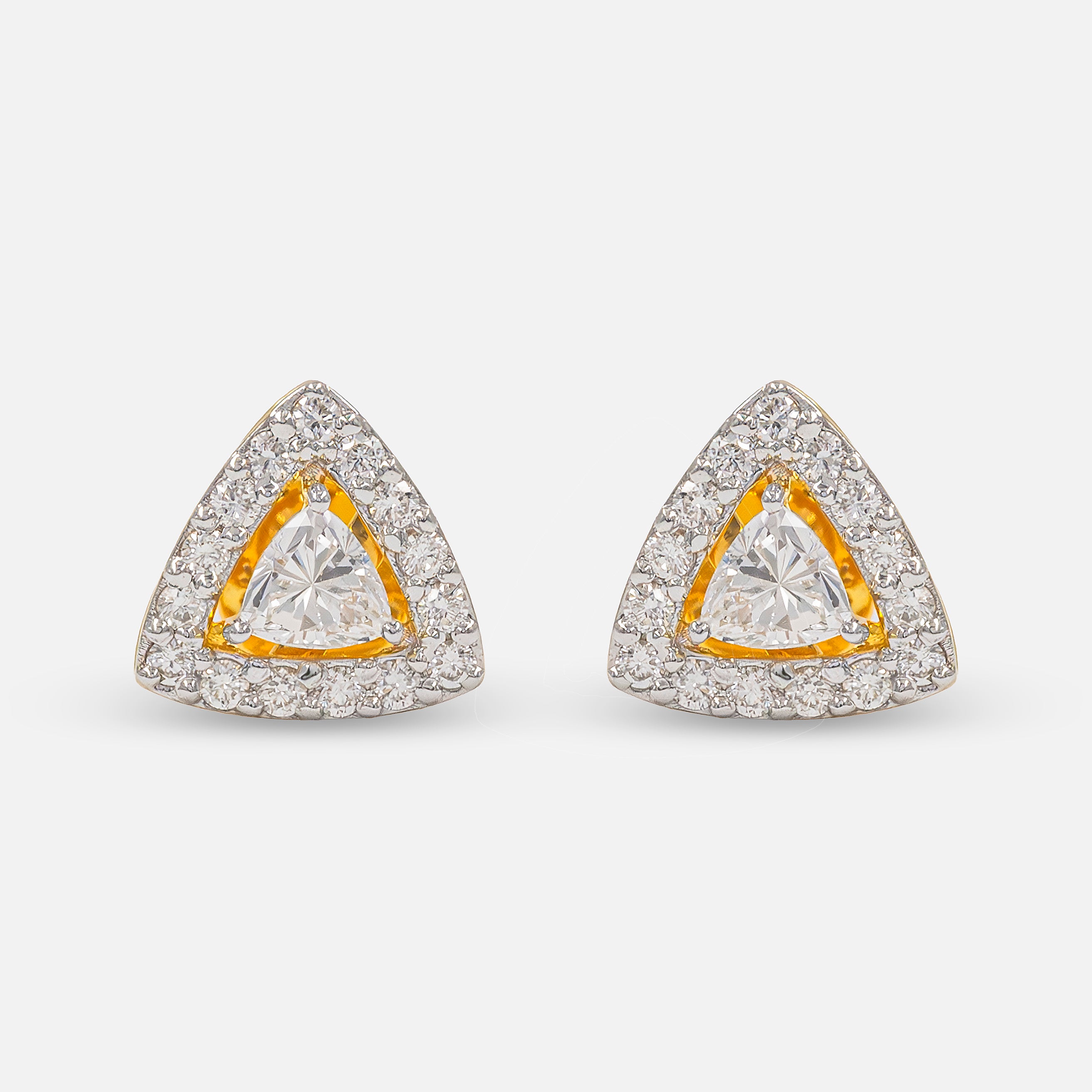 Triangle Halo Diamond Stud Earrings