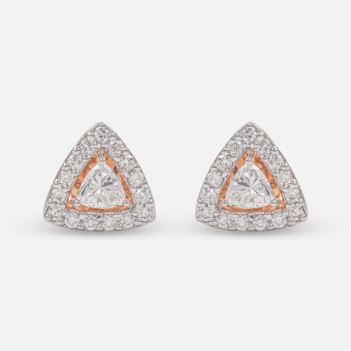 Triangle Halo Diamond Stud Earrings