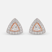 Triangle Halo Diamond Stud Earrings 14K Rose Gold