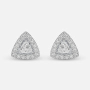Triangle Halo Diamond Stud Earrings Platinum 950