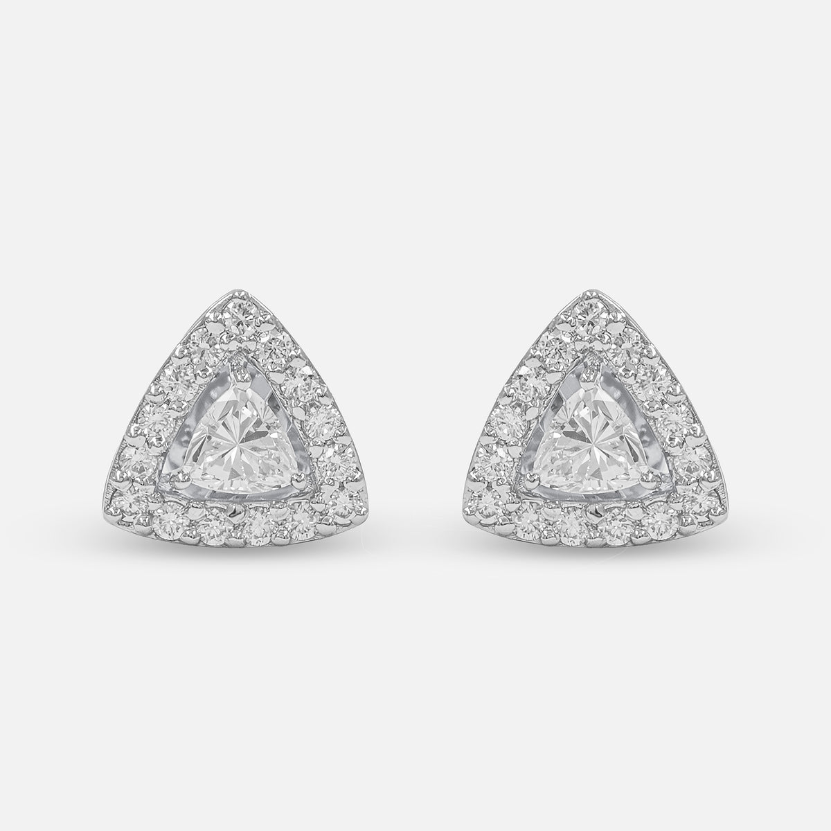 Triangle Halo Diamond Stud Earrings