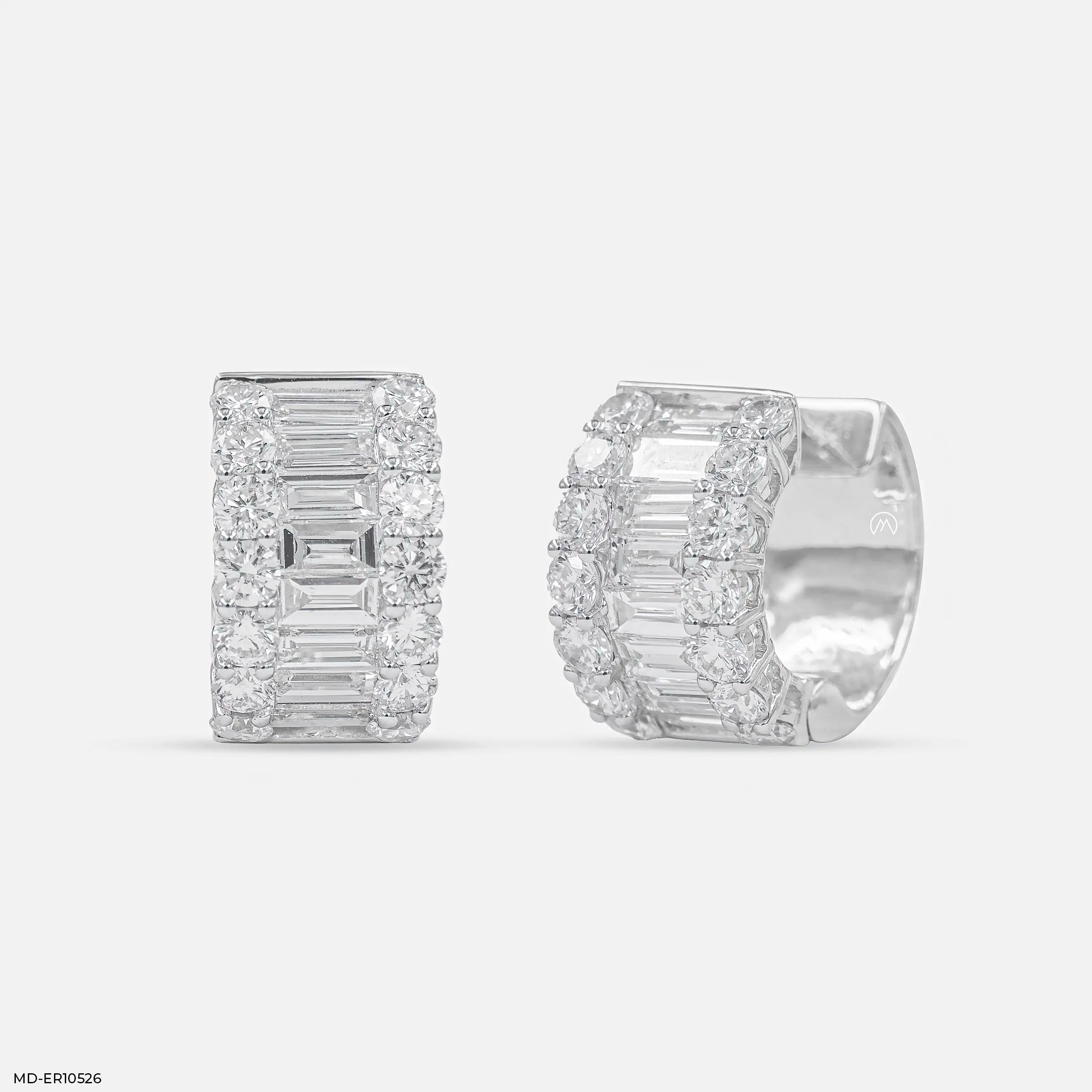 Imperial Spark Diamond Hoops Earrings 9K White Gold