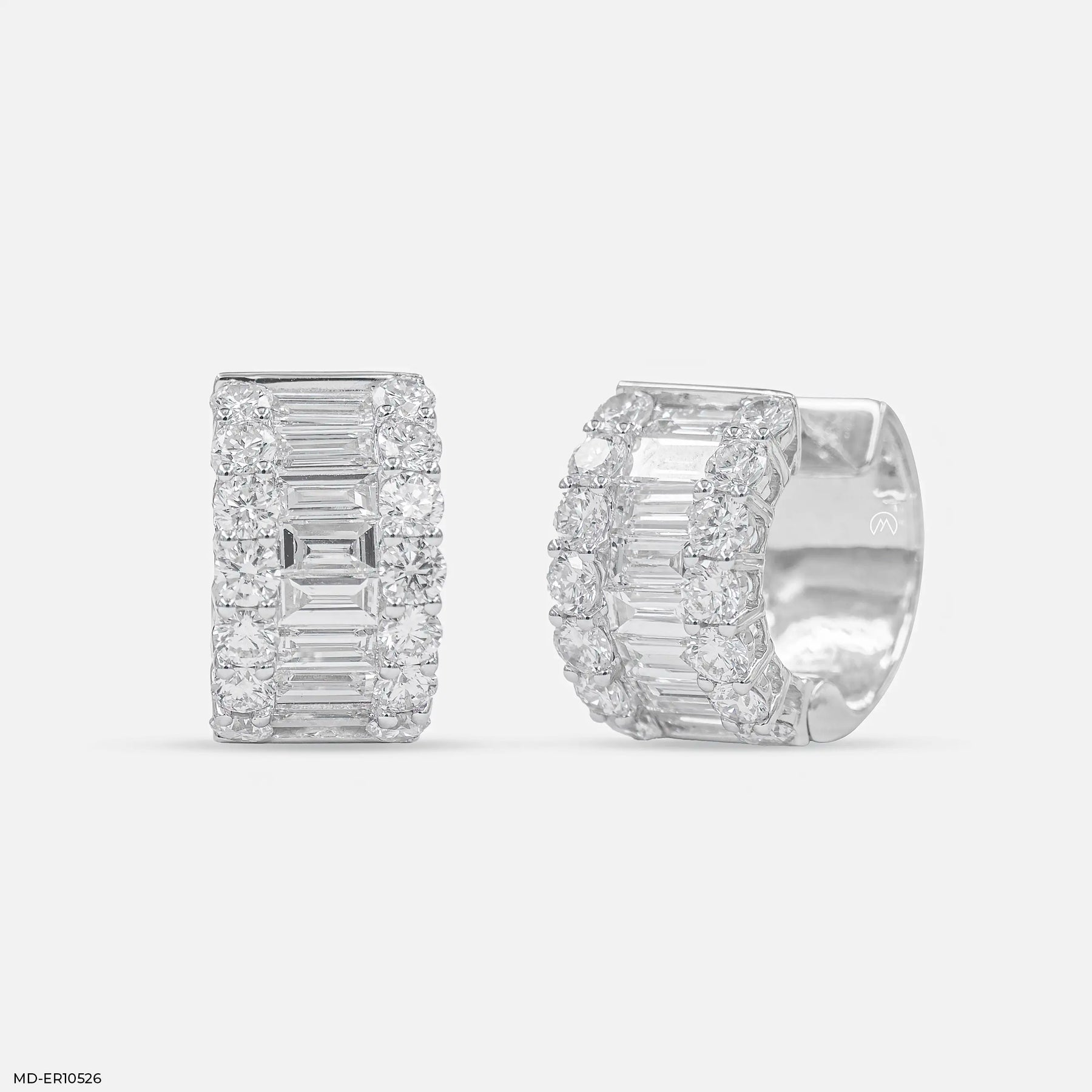 Imperial Spark Diamond Hoops Earrings 9K White Gold