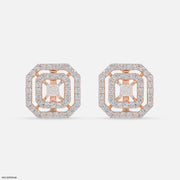 Dazzle Double Halo Diamond Earring 9K Rose Gold