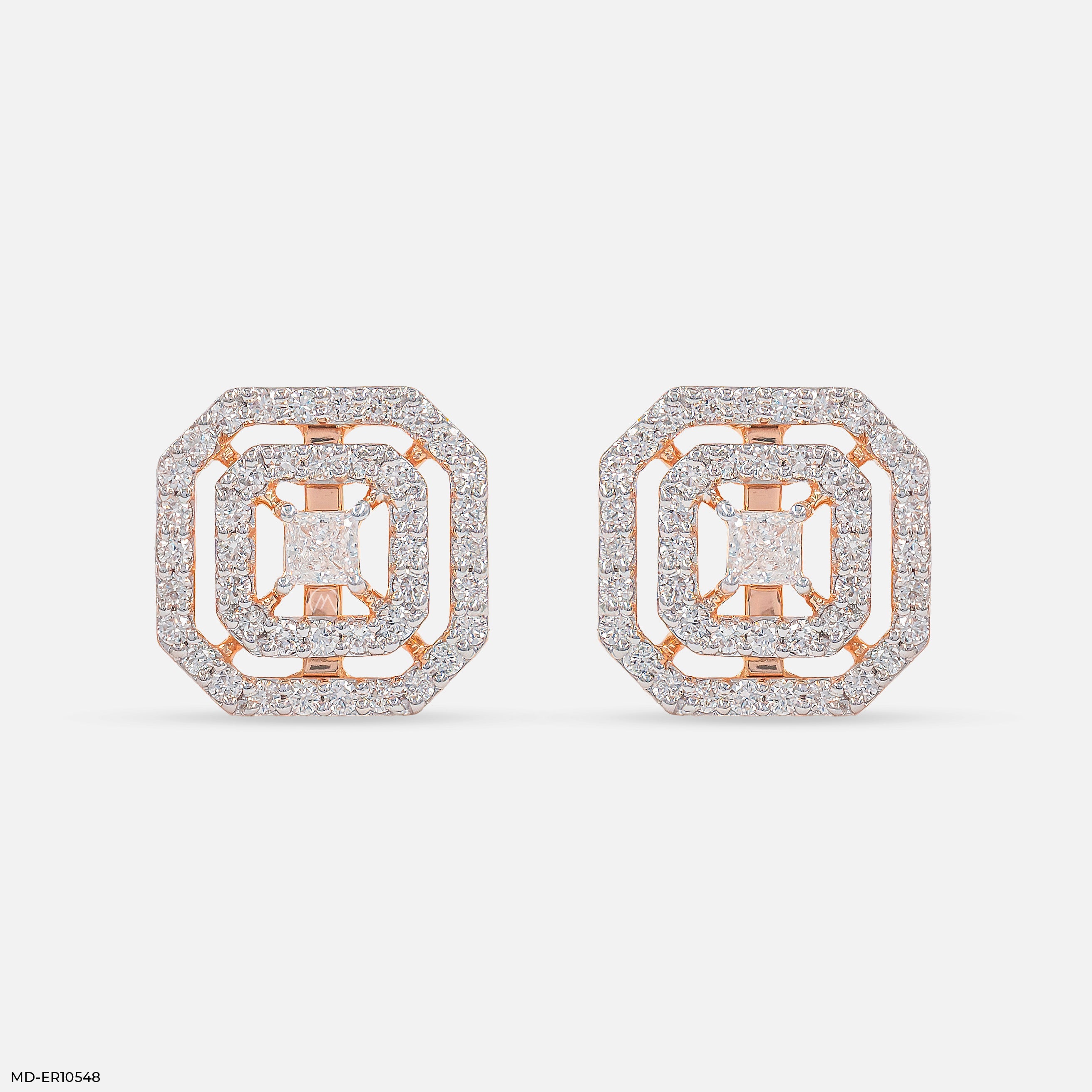 Dazzle Double Halo Diamond Earring 14K Rose Gold