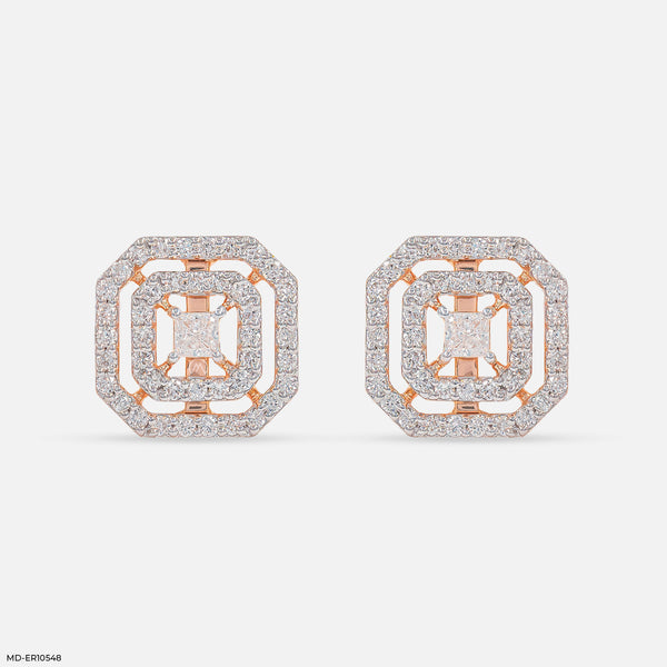 Dazzle Double Halo Diamond Earring 14K Rose Gold