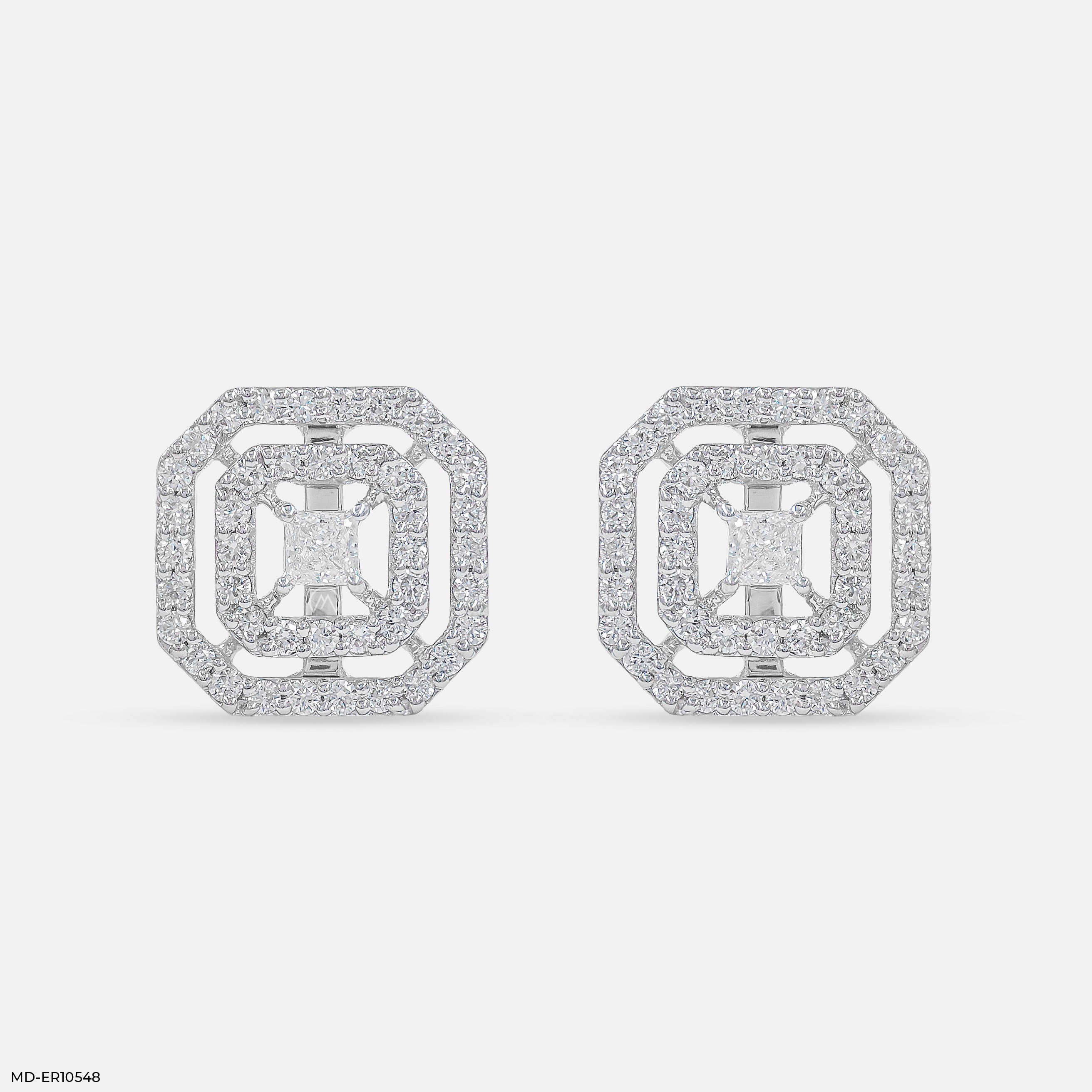 Dazzle Double Halo Diamond Earring 14K White Gold