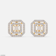 Dazzle Double Halo Diamond Earring 9K Yellow Gold