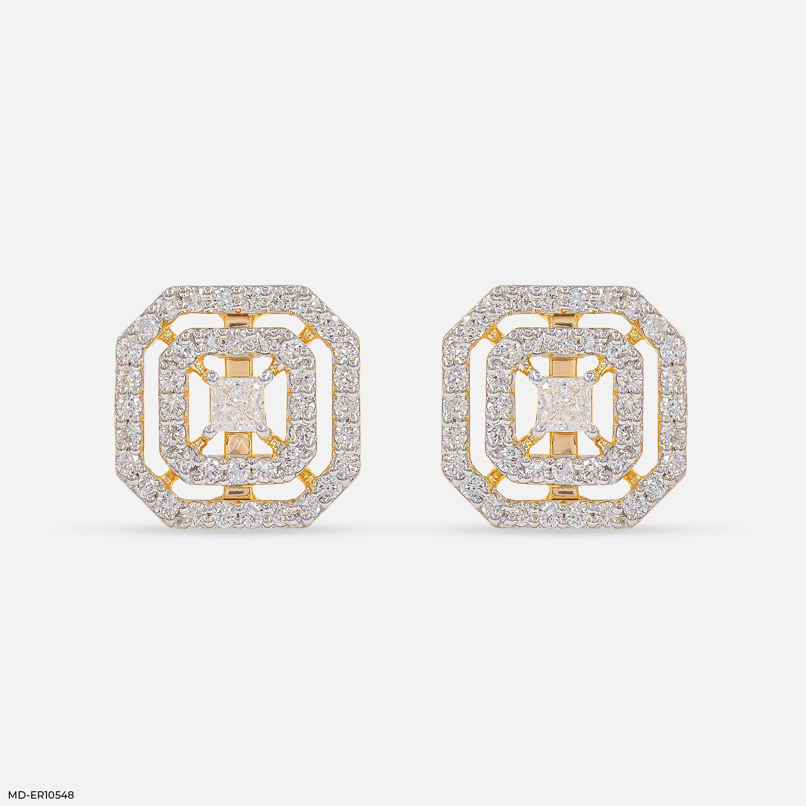 Dazzle Double Halo Diamond Earring 9K Yellow Gold