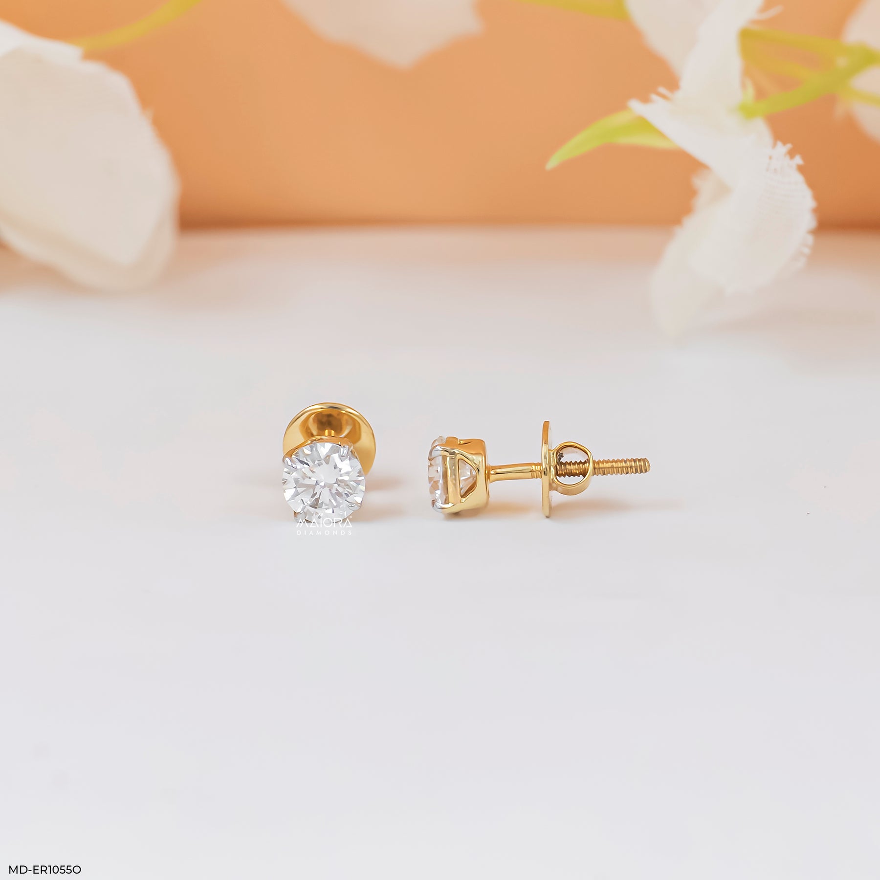 1 Carat Classic Brilliant-Cut Lab Diamond Studs 14K Yellow Gold