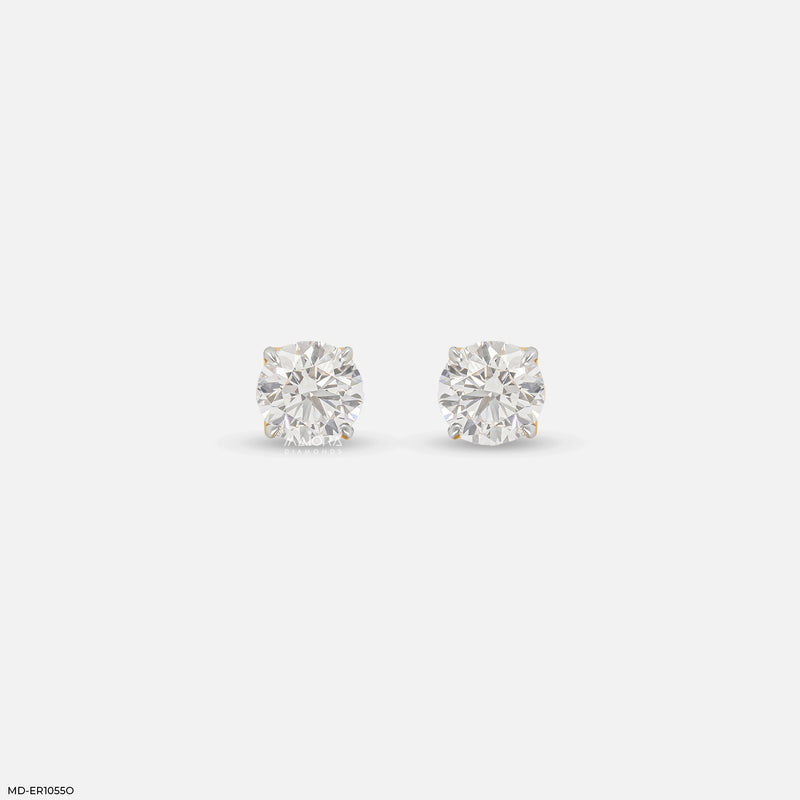1 Carat Classic Brilliant-Cut Lab Diamond Studs 14K Yellow Gold
