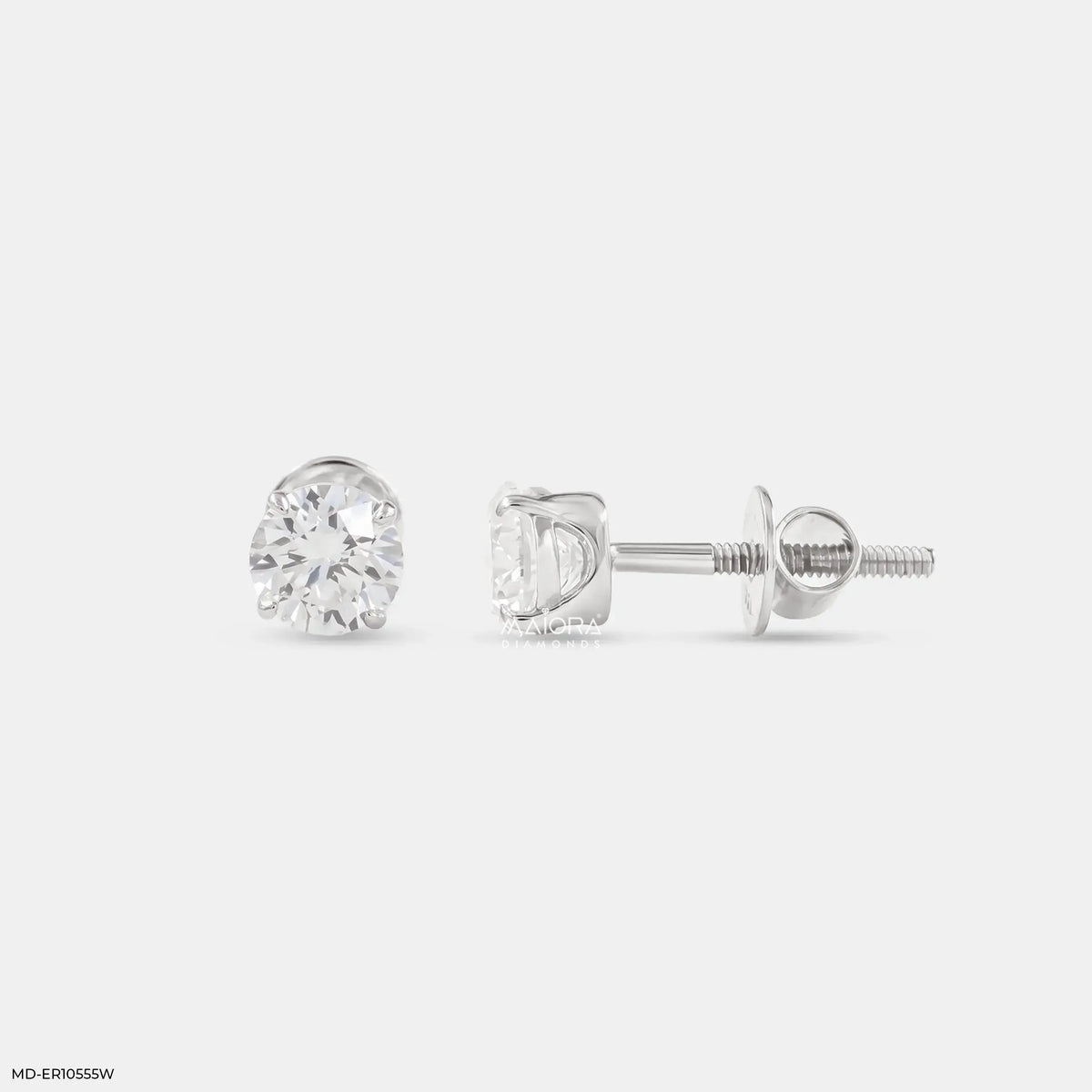 Elegant Round Solitaire Diamond Stud Earrings