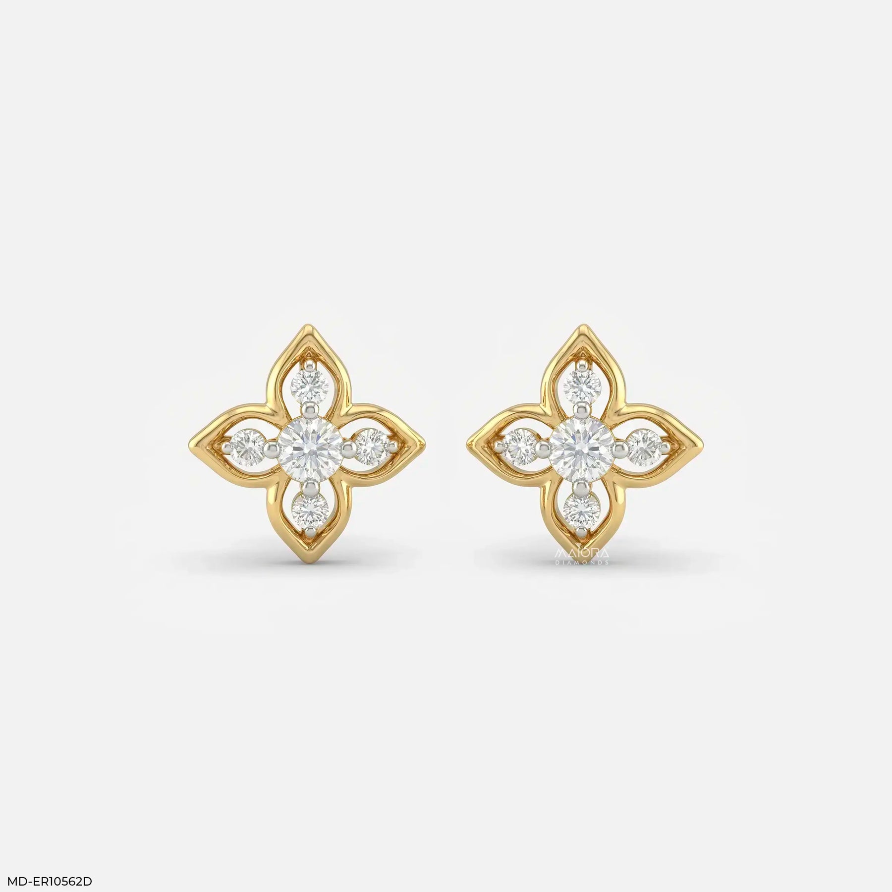 0.25 Carat Elara Petal Lab Diamond Stud Earrings 9K Yellow Gold