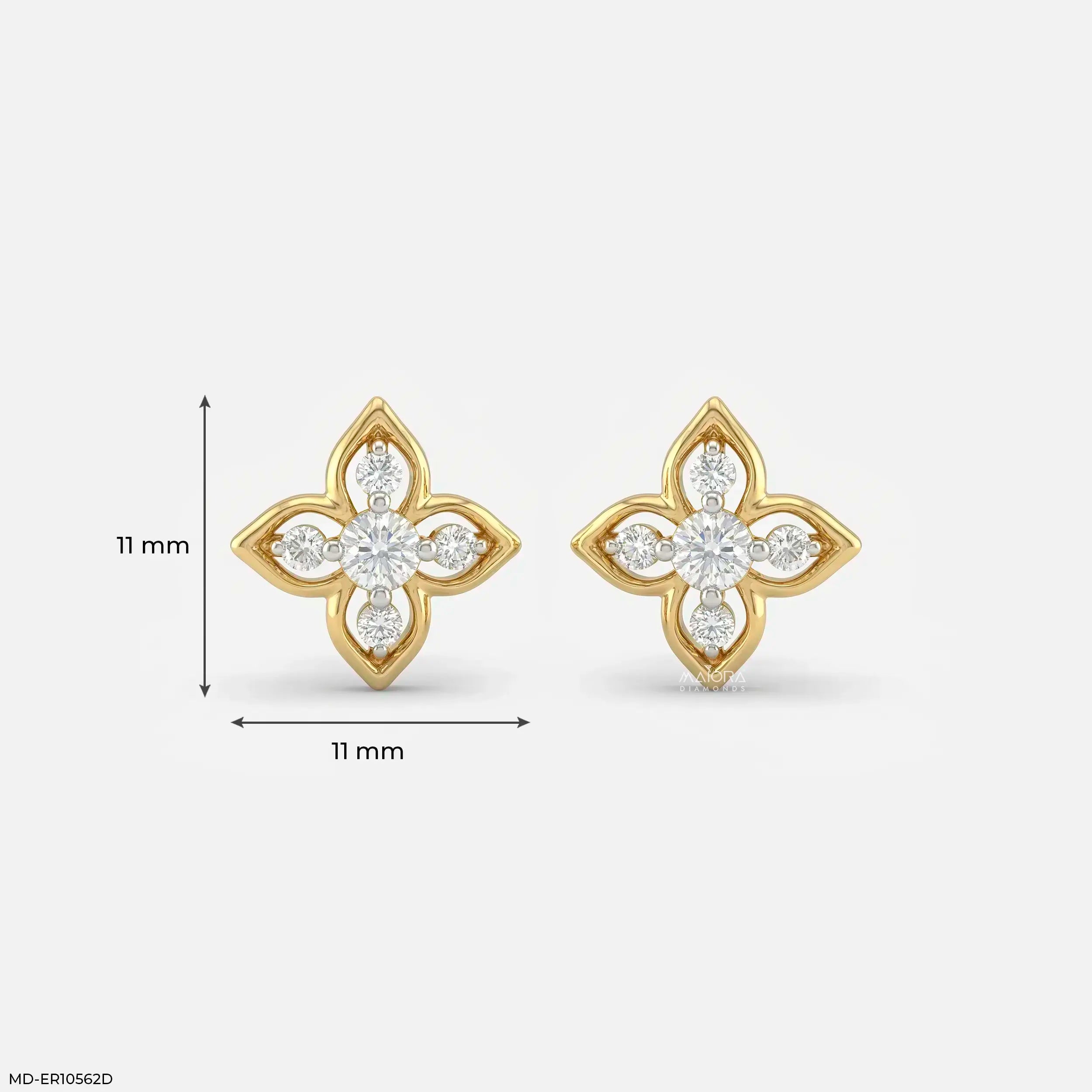 0.25 Carat Elara Petal Lab Diamond Stud Earrings 9K Yellow Gold